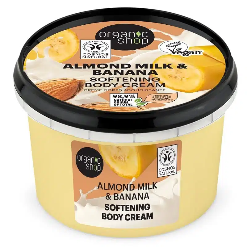 Organic Shop Puhító testápoló krém mandulatejjel és banánnal - 250ml Organic Shop Puhító testápoló krém mandulatejjel és banánnal - 250ml