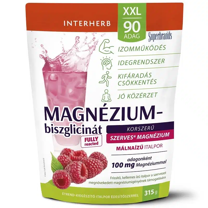 Interherb XXL Magnézium-biszglicinát málnás italpor - 315g Interherb XXL Magnézium-biszglicinát málnás italpor - 315g