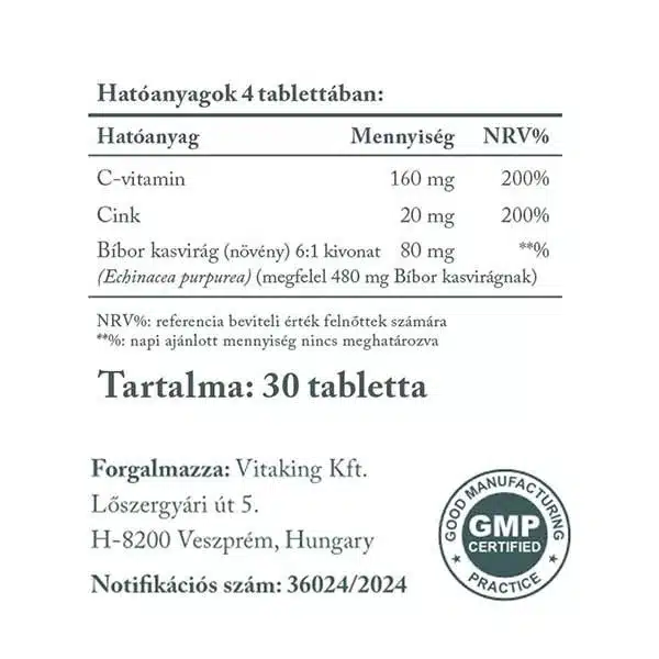 Vitaking Cink Immuno szopogató tabletta - 30db - Image 2 Vitaking Cink Immuno szopogató tabletta - 30db - Image 2