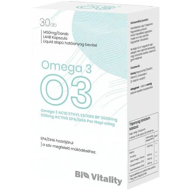 Bio Vitality Omega-3 lágyzselatin kapszula - 30db Bio Vitality Omega-3 lágyzselatin kapszula - 30db