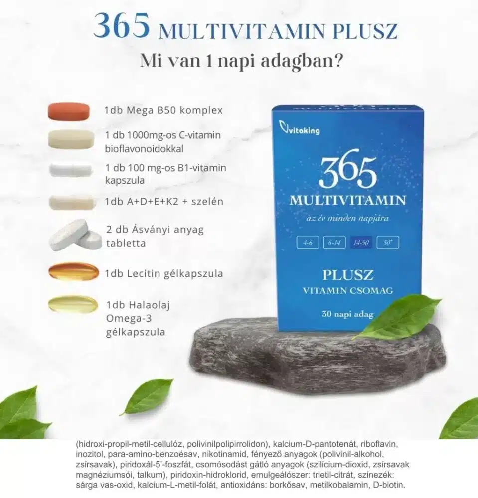 Vitaking 365 Multivitamin Plusz vitamin csomag - 30db - Image 2 Vitaking 365 Multivitamin Plusz vitamin csomag - 30db - Image 2