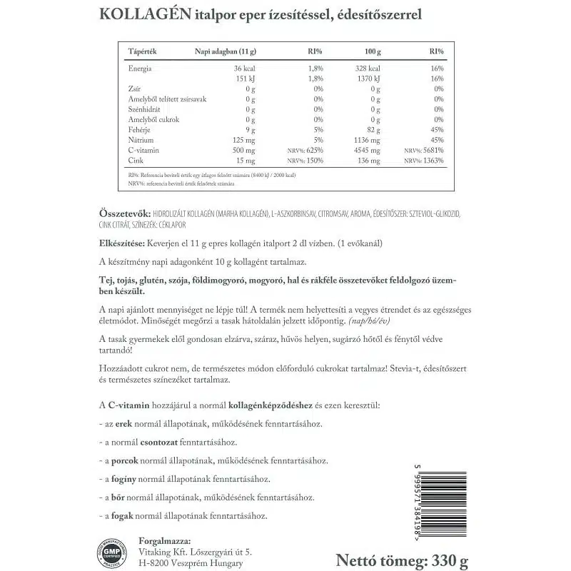 Vitaking Kollagén Eper ízű italpor - 330g - Image 3 Vitaking Kollagén Eper ízű italpor - 330g - Image 3