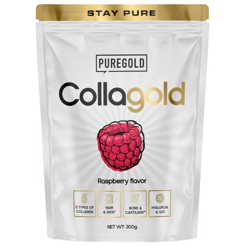 Pure Gold CollaGold Komplex Marha és Hal kollagén italpor Raspberry (málna) - 300g Pure Gold CollaGold Komplex Marha és Hal kollagén italpor Raspberry (málna) - 300g