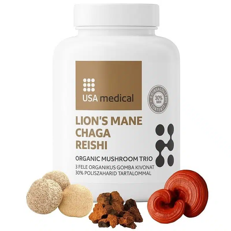 USA Medical Lion's Mane, Chaga és Reishi gomba TRIO - 60db USA Medical Lion's Mane, Chaga és Reishi gomba TRIO - 60db