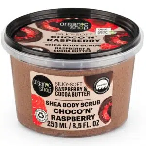 Organic Shop ''Csokis málna'' Puhító testradír málnával és kakaóvajjal - 250ml