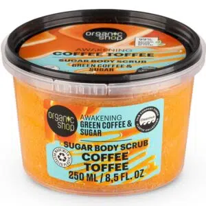 Organic Shop ''Kávékaramell'' Ébresztő testradír zöld kávéval és cukorral - 250ml