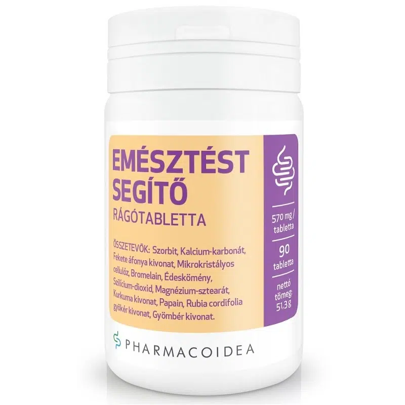 Pharmacoidea Emésztést segítő rágótabletta - 90db Pharmacoidea Emésztést segítő rágótabletta - 90db
