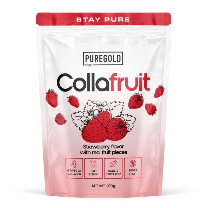 Pure Gold Collafruit Marha és Hal kollagén italpor gyümölcsdarabokkal - Eper - 300g Pure Gold Collafruit Marha és Hal kollagén italpor gyümölcsdarabokkal - Eper - 300g