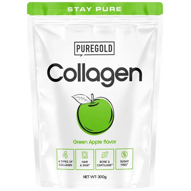 Pure Gold Collagen Marhakollagén italpor zöldalma - 300g Pure Gold Collagen Marhakollagén italpor zöldalma - 300g