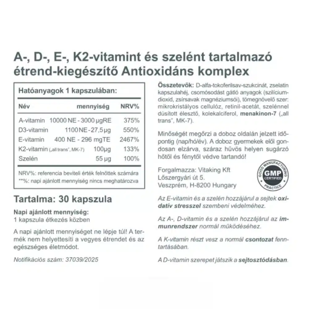Vitaking Antioxidáns Komplex kapszula - 30db - Image 2 Vitaking Antioxidáns Komplex kapszula - 30db - Image 2