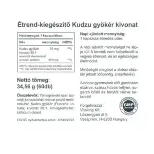 Vitaking Kudzu gyökér kivonat kapszula - 30db - Image 2 Vitaking Kudzu gyökér kivonat kapszula - 30db - Image 2