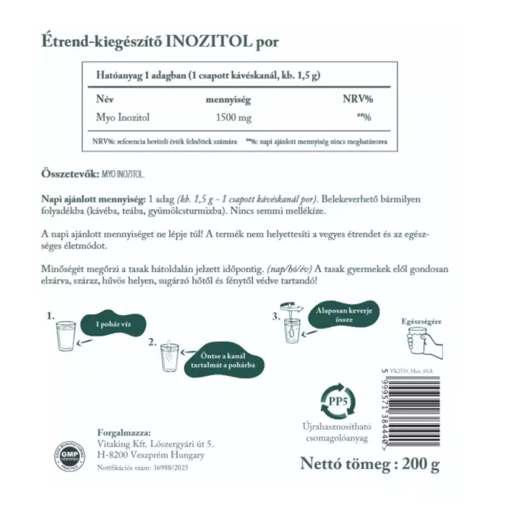 Vitaking Myo-Inozitol tasakos por - 200g - Image 2 Vitaking Myo-Inozitol tasakos por - 200g - Image 2