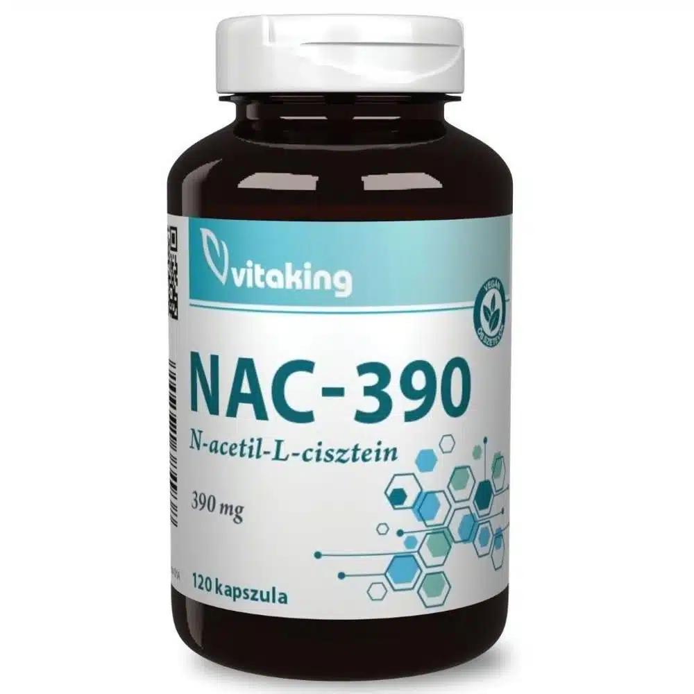 Vitaking NAC-390 N-Acetil L-Cisztein immunerősítő és nyákoldó kapszula - 120db Vitaking NAC-390 N-Acetil L-Cisztein immunerősítő és nyákoldó kapszula - 120db