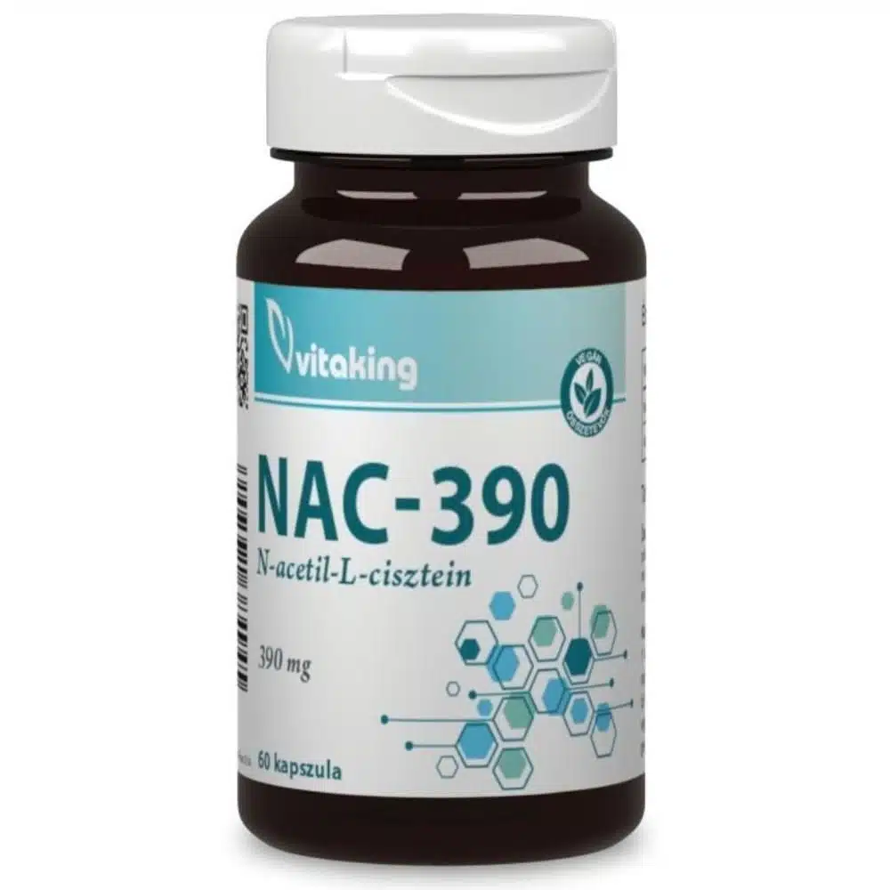 Vitaking NAC-390 N-Acetil L-Cisztein immunerősítő és nyákoldó kapszula - 60db Vitaking NAC-390 N-Acetil L-Cisztein immunerősítő és nyákoldó kapszula - 60db