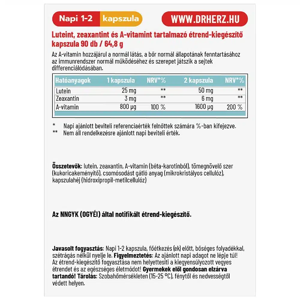 Dr. Herz Lutein Forte 25mg XL kapszula - 90db - Image 2 Dr. Herz Lutein Forte 25mg XL kapszula - 90db - Image 2