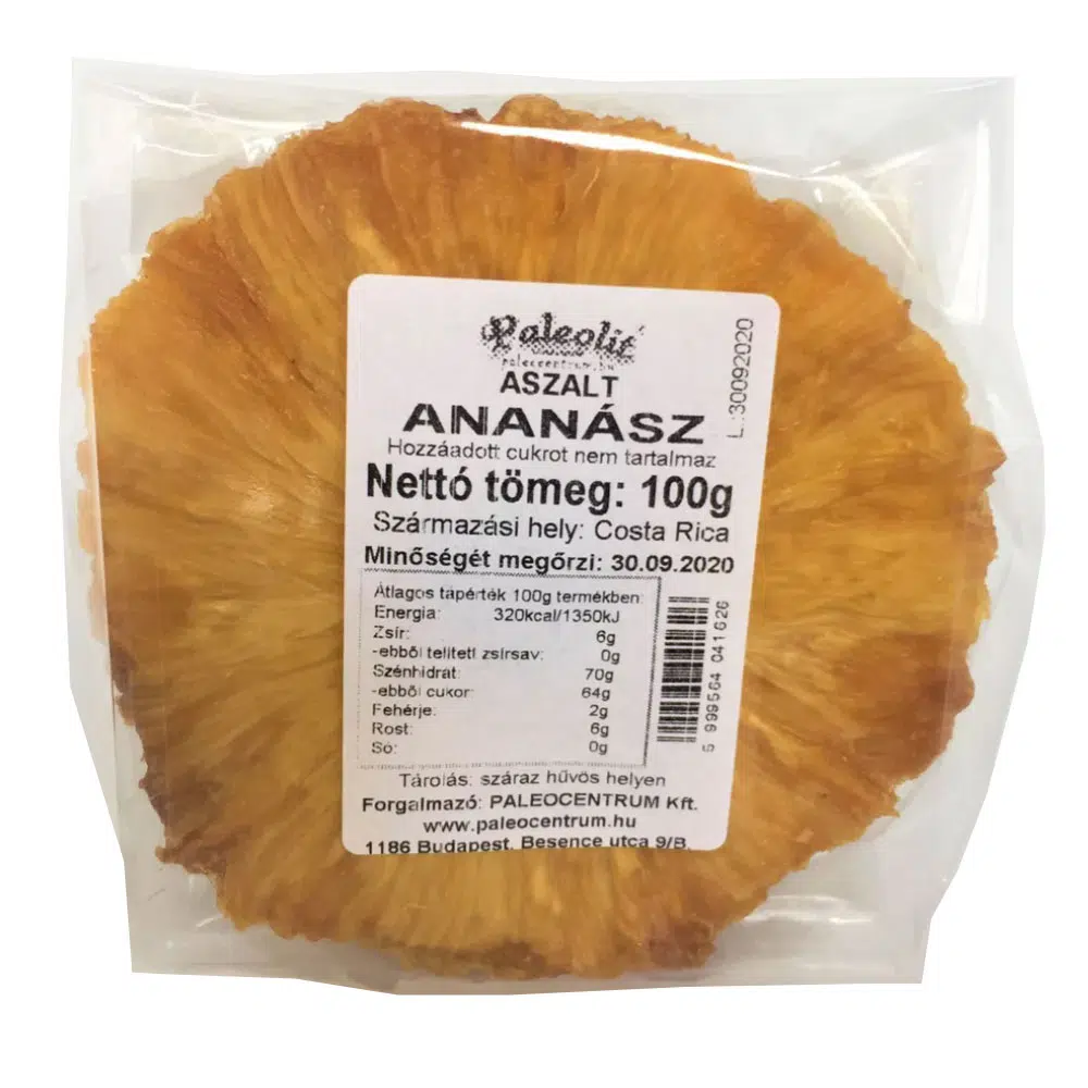 Paleolit Aszalt ananász szelet - 100g Paleolit Aszalt ananász szelet - 100g