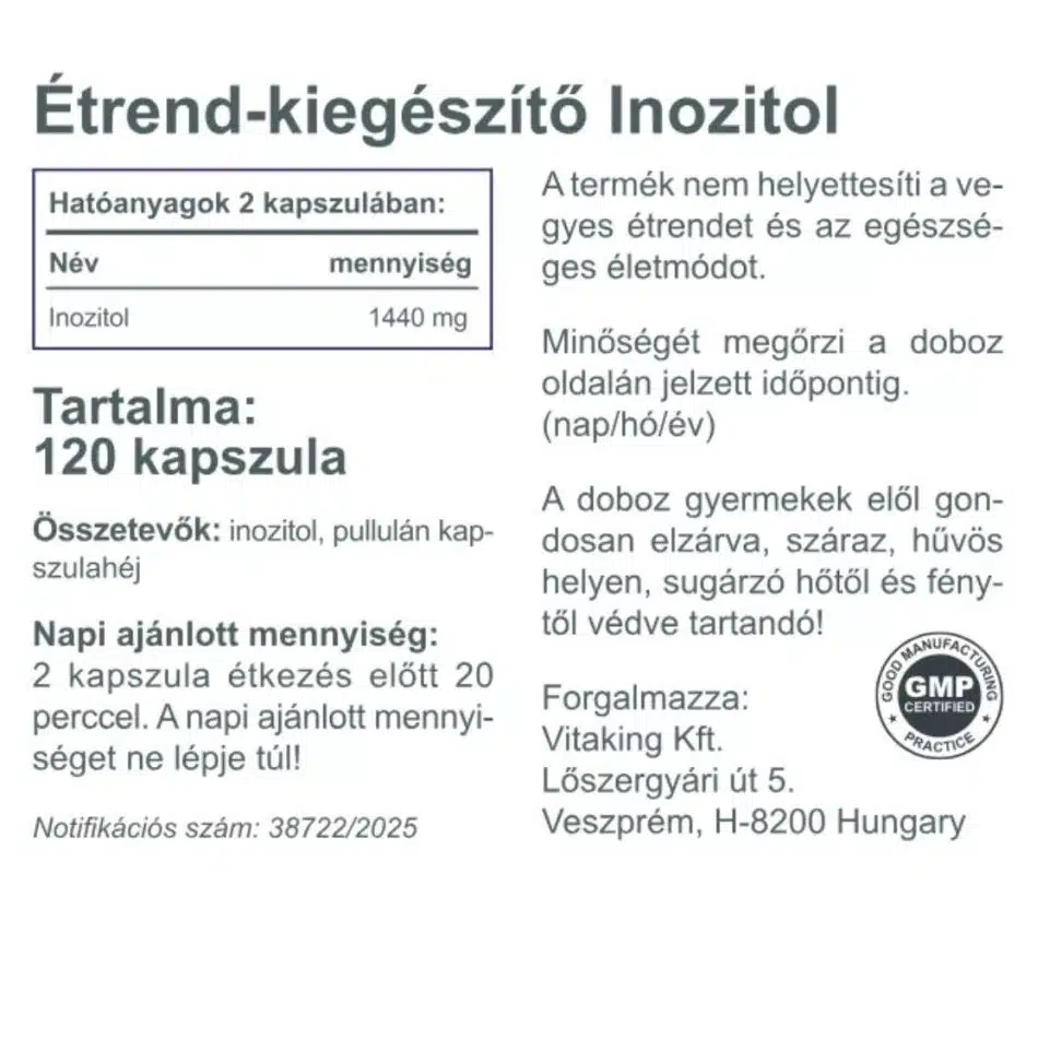 VitaKing Inozitol kapszula - 120db - Image 2 VitaKing Inozitol kapszula - 120db - Image 2