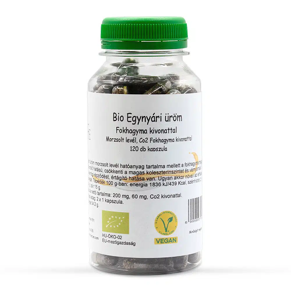 Natessence Bio Egynyári üröm (morzsolt levél, CO2 Fokhagyma kivonattal) kapszula - 120db Natessence Bio Egynyári üröm (morzsolt levél, CO2 Fokhagyma kivonattal) kapszula - 120db