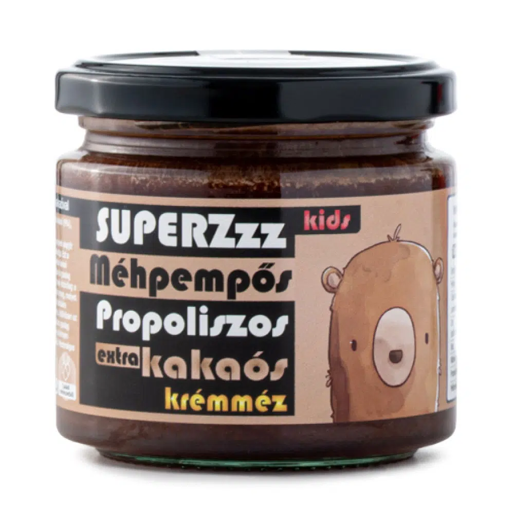 Mézzz SUPERZzz Kids Méhpempős Propoliszos kakaós krémméz - 250g Mézzz SUPERZzz Kids Méhpempős Propoliszos kakaós krémméz - 250g