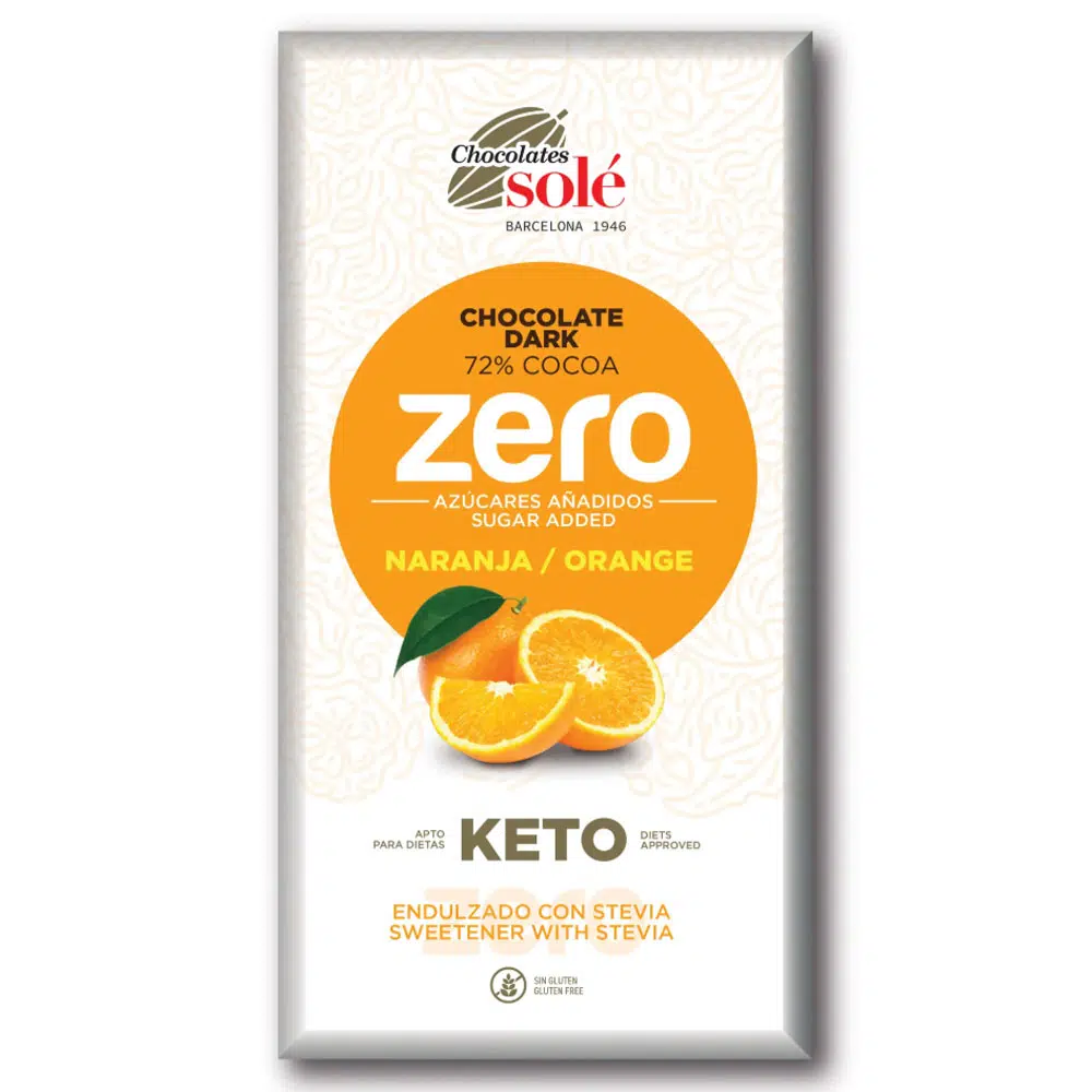 Chocolates Solé ZERO Cukormentes 72% Narancsos Étcsokoládé - 100g Chocolates Solé ZERO Cukormentes 72% Narancsos Étcsokoládé - 100g