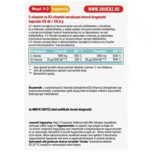 Dr. Herz XXL C+D C-vitamin 1000mg + D3-vitamin 1000NE kapszula - 120db - Image 2 Dr. Herz XXL C+D C-vitamin 1000mg + D3-vitamin 1000NE kapszula - 120db - Image 2