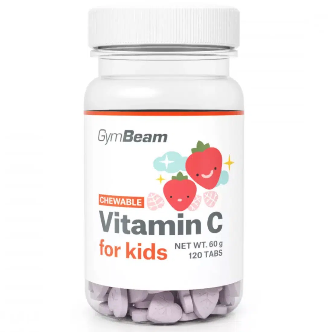 GymBeam C-vitamin eper ízű rágótabletta gyerekeknek - 120db GymBeam C-vitamin eper ízű rágótabletta gyerekeknek - 120db