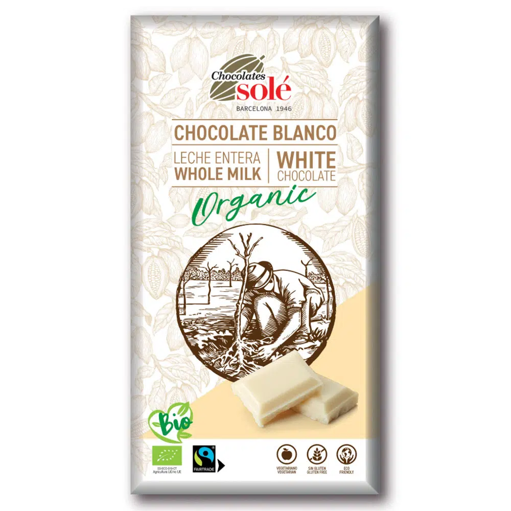 Chocolates Solé Bio fehércsokoládé - 100g Chocolates Solé Bio fehércsokoládé - 100g