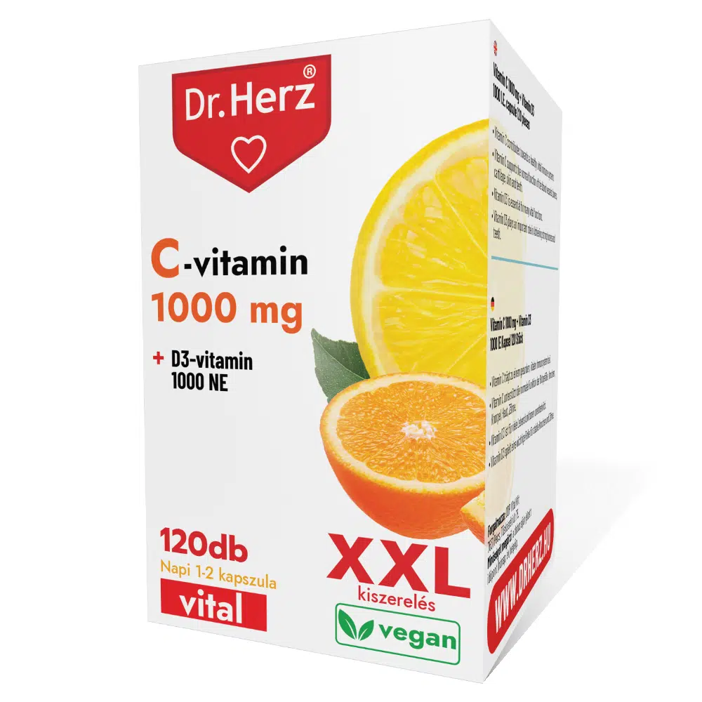 Dr. Herz XXL C+D C-vitamin 1000mg + D3-vitamin 1000NE kapszula - 120db Dr. Herz XXL C+D C-vitamin 1000mg + D3-vitamin 1000NE kapszula - 120db