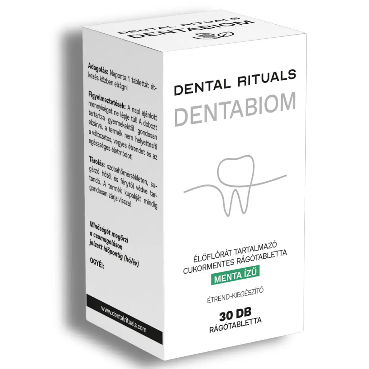 Dental Rituals Dentabiom élőflórát tartalmazó menta ízű cukormentes rágótabletta - 30db Dental Rituals Dentabiom élőflórát tartalmazó menta ízű cukormentes rágótabletta - 30db
