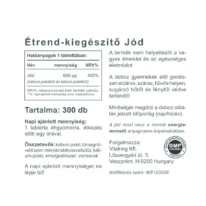 Vitaking Jódharmónia 600mcg tabletta - 300db - Image 2 Vitaking Jódharmónia 600mcg tabletta - 300db - Image 2