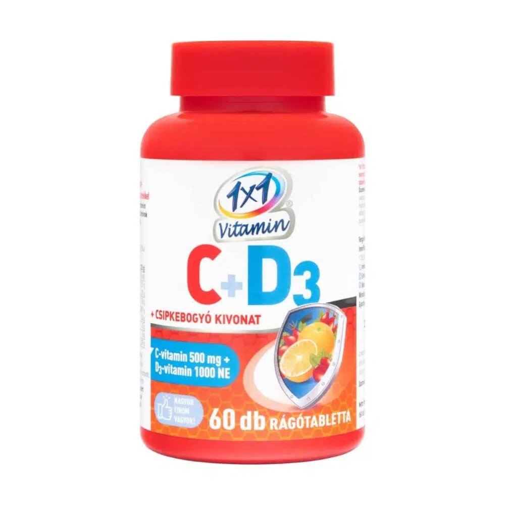 1x1 Vitaday C-vitamin 500mg + D3 1000NE rágótabletta naracs 60db (piros) 1x1 Vitaday C-vitamin 500mg + D3 1000NE rágótabletta naracs 60db (piros)