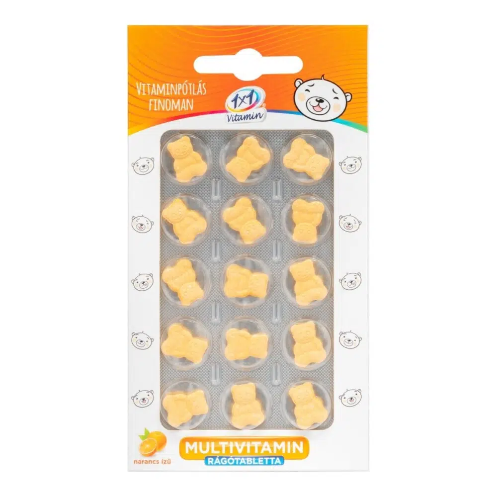 1x1 Vitaday Multivitamin narancsízű rágótabletta mackó 15db 1x1 Vitaday Multivitamin narancsízű rágótabletta mackó 15db