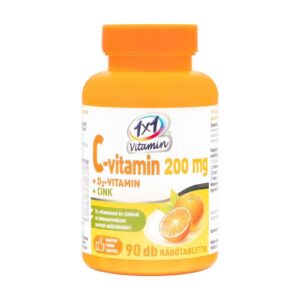 1x1 Vitaday C-vitamin 200mg + D3 + cink rágótabletta narancsos 90db
