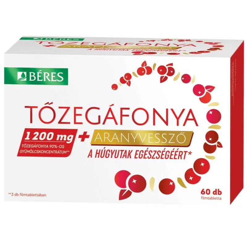 Béres Tőzegáfonya 1200mg+aranyvessző filmtabletta 60db Béres Tőzegáfonya 1200mg+aranyvessző filmtabletta 60db