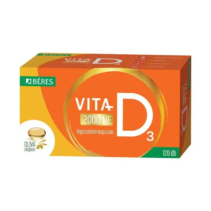 Béres Vita-D3 2000NE lágyzselatin kapszula olíva olajban 120db Béres Vita-D3 2000NE lágyzselatin kapszula olíva olajban 120db