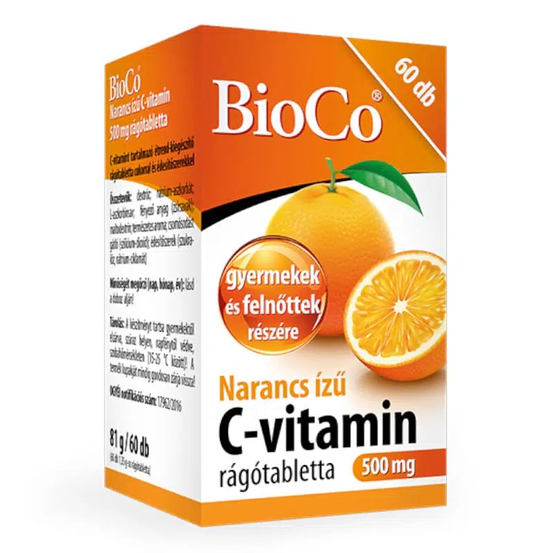 Bioco C-vitamin 500mg narancs ízű rágótabletta 60db Bioco C-vitamin 500mg narancs ízű rágótabletta 60db