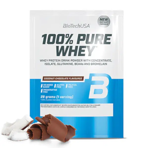 Biotech 100% Pure Whey 28g kókusz-csokoládé Biotech 100% Pure Whey 28g kókusz-csokoládé