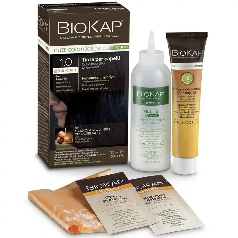 Biokap Nutricolor Rapid Tartós hajfesték Nr 1.0 Natural Black 135ml Biokap Nutricolor Rapid Tartós hajfesték Nr 1.0 Natural Black 135ml