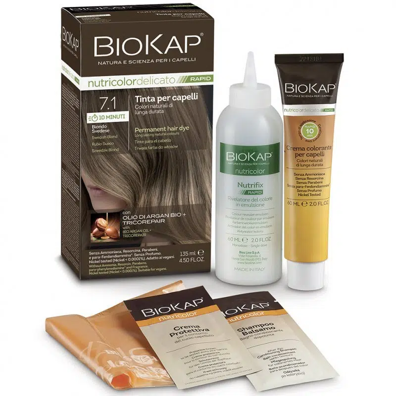Biokap Nutricolor Rapid Tartós hajfesték Nr 7.1 Swedish Blond 135ml Biokap Nutricolor Rapid Tartós hajfesték Nr 7.1 Swedish Blond 135ml