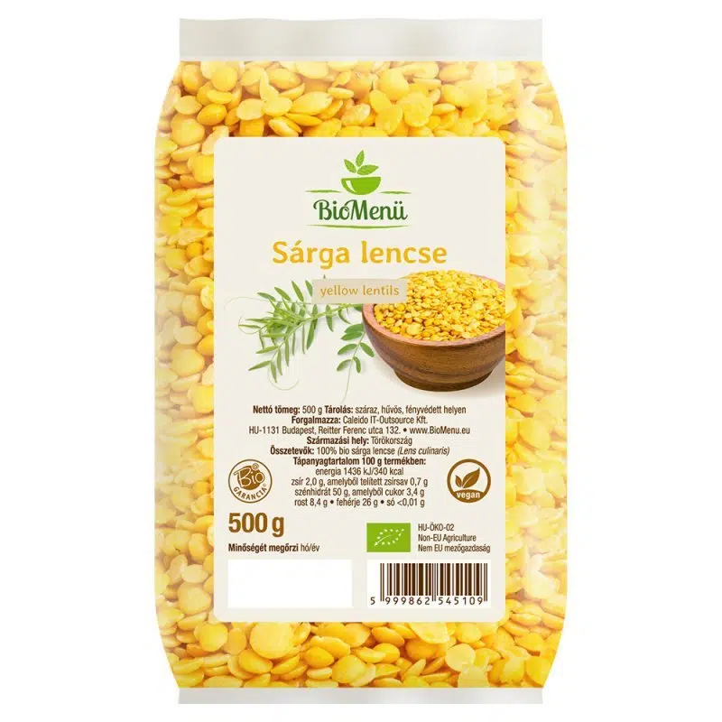 Biomenü bio SÁRGA lencse 500g Biomenü bio SÁRGA lencse 500g