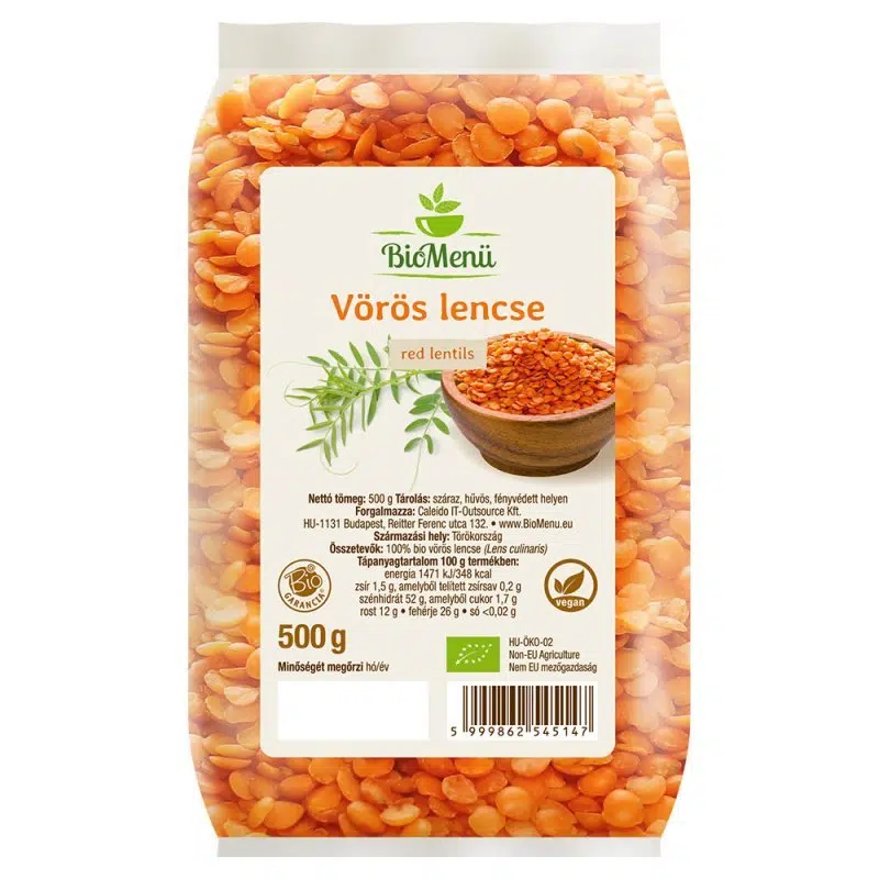Biomenü bio VÖRÖS lencse 500g Biomenü bio VÖRÖS lencse 500g