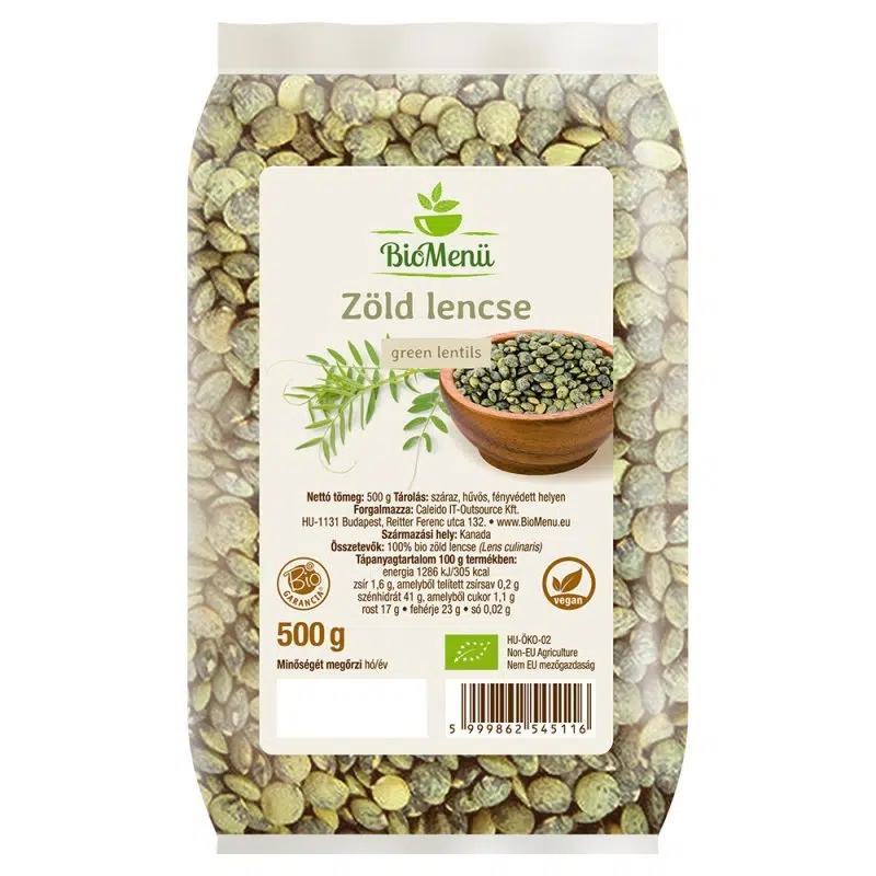 Biomenü bio ZÖLD lencse 500g Biomenü bio ZÖLD lencse 500g