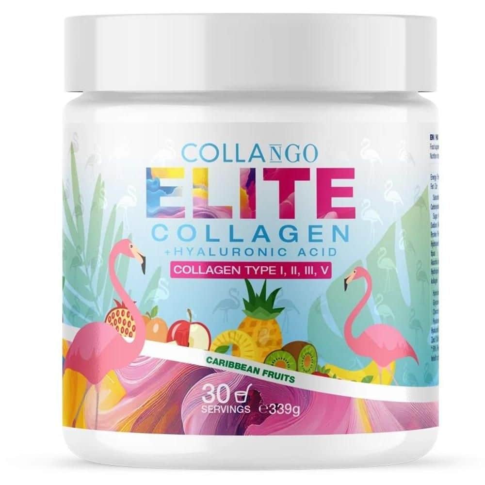 Collango ELITE Collagen + Hyaluronic Acid Caribbean Fruits Trópusi gyümölcs ízű por 339 g Dobozos Collango ELITE Collagen + Hyaluronic Acid Caribbean Fruits Trópusi gyümölcs ízű por 339 g Dobozos