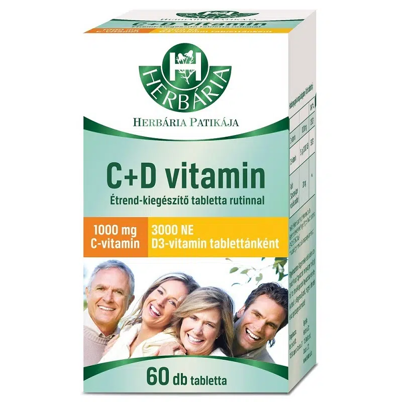Herbária C+D-vitamin C 1000 mg+D 3000 NE filmtabletta 60db Herbária C+D-vitamin C 1000 mg+D 3000 NE filmtabletta 60db