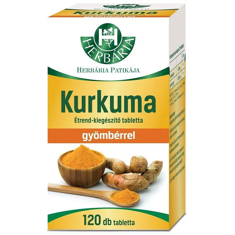 Herbária kurkuma-gyömbér tabletta 120db Herbária kurkuma-gyömbér tabletta 120db