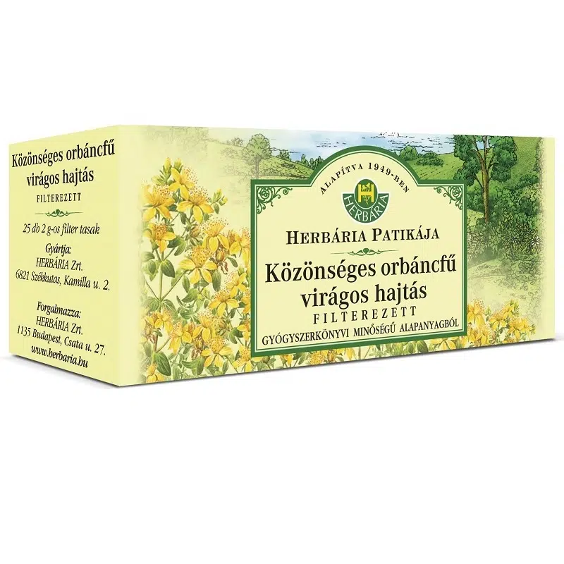 Herbária Közönséges orbáncfű virágos hajtás filteres 25x Herbária Közönséges orbáncfű virágos hajtás filteres 25x