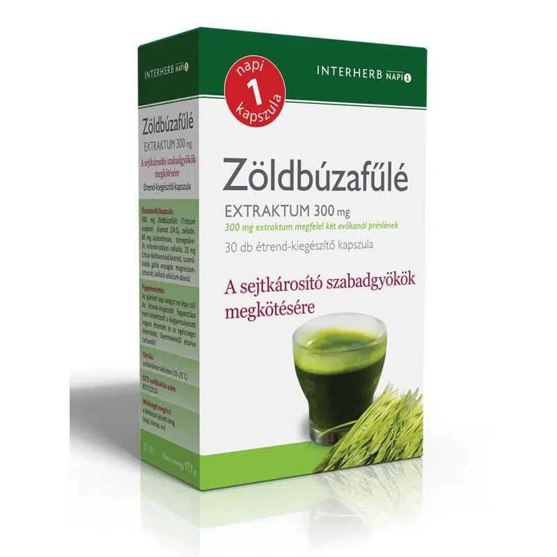 Interherb Zöldbúzafűlé extraktum kapszula 30db Interherb Zöldbúzafűlé extraktum kapszula 30db