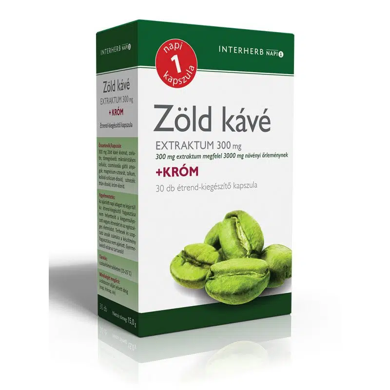 Interherb Zöld kávé extraktum 300mg + Króm 30 db Interherb Zöld kávé extraktum 300mg + Króm 30 db