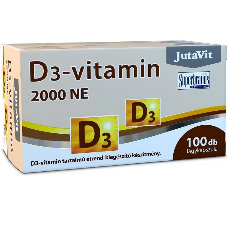 JutaVit D3-vitamin 2000NE lágykapszula 100db JutaVit D3-vitamin 2000NE lágykapszula 100db