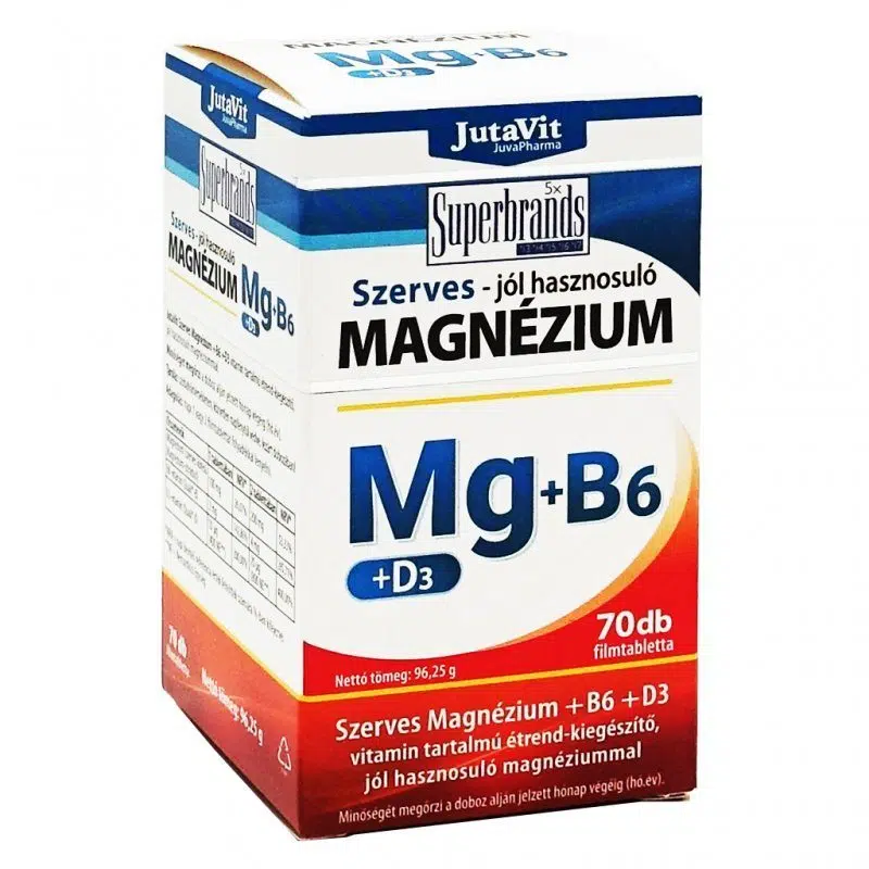 Jutavit Szerves Magnézium-B6+D3-vitamin tabletta 70db Jutavit Szerves Magnézium-B6+D3-vitamin tabletta 70db